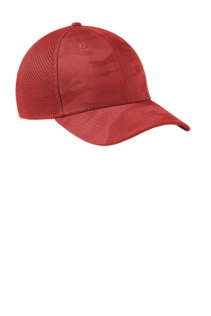 Front View of Red Camo New Era Tonal Camo Stretch Tech Mesh Cap NE1091 plain