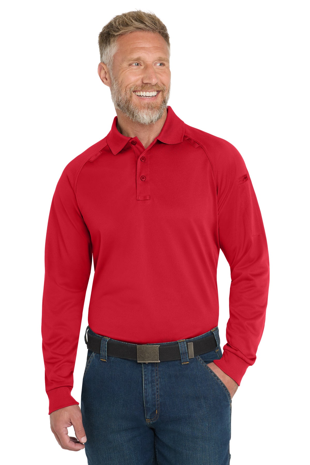 Front View of Red CornerStone - Select Long Sleeve Snag-Proof Tactical Polo. CS410LS plain