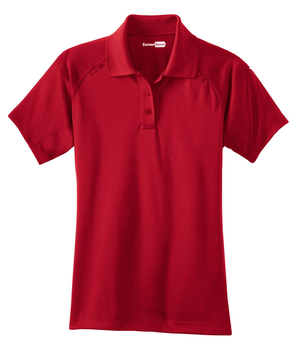 Front View of Red CornerStone Women's Select Snag-Proof Tactical Polo. CS411 plain