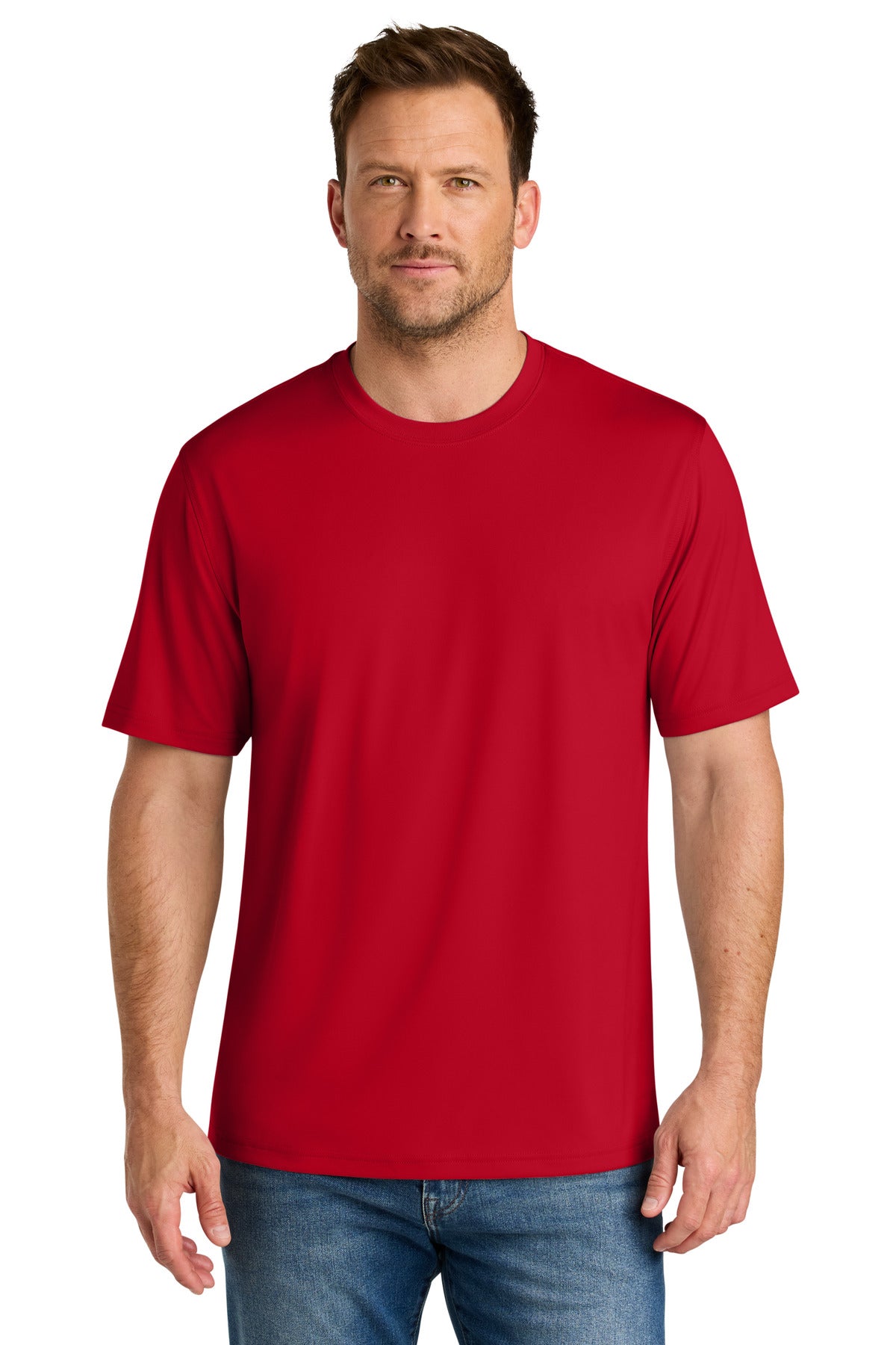 Front View of Red CornerStone Workwear Pro Short Sleeve Tee CS440 plain