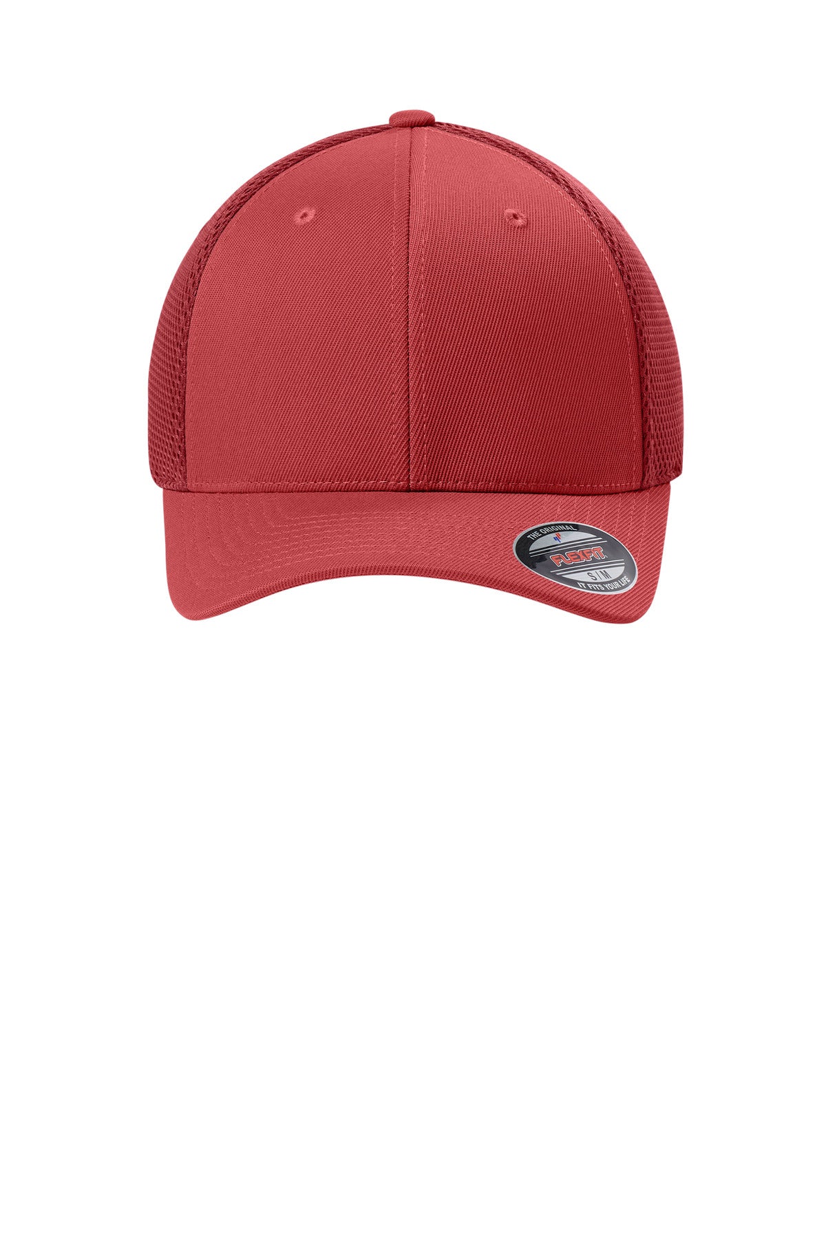 Front View of Red Flexfit Ultrafiber Airmesh Cap FF6533 plain
