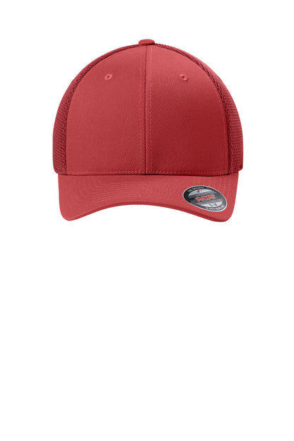 Front View of Red Flexfit Ultrafiber Airmesh Cap FF6533 plain