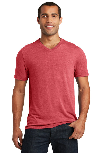 Front View of Red Frost District Perfect Tri V-Neck Tee. DT1350 plain