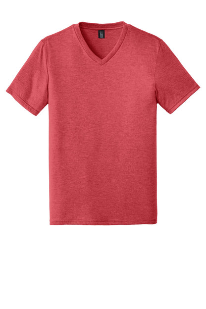 Front View of Red Frost District Perfect Tri V-Neck Tee. DT1350 plain