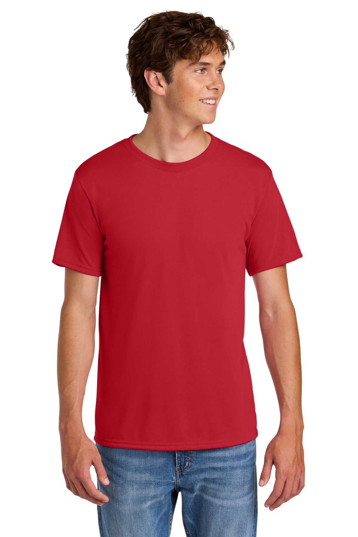 Front View of Red Gildan Gildan Performance T-Shirt. 42000 plain