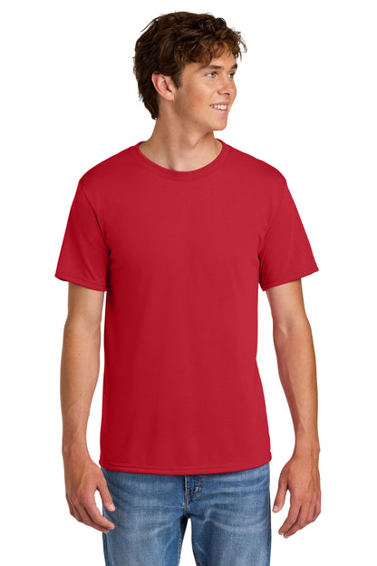 Front View of Red Gildan Gildan Performance T-Shirt. 42000 plain