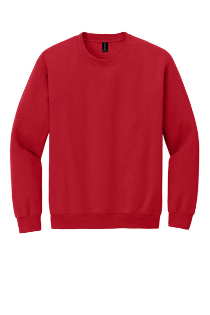 Front View of Red Gildan Heavy Blend Crewneck Sweatshirt. 18000 plain