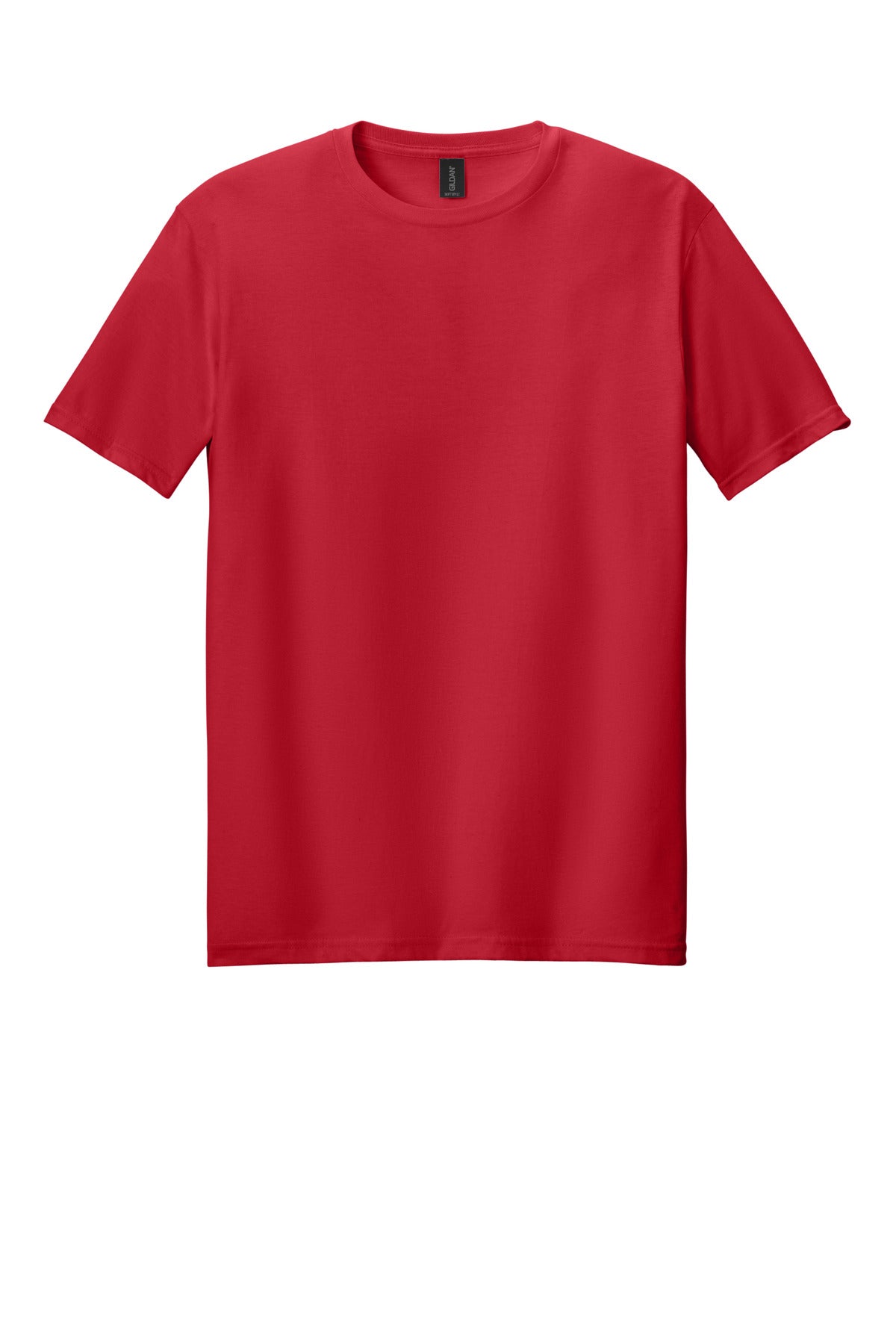 Front View of Red Gildan Softstyle T-Shirt. 64000 plain
