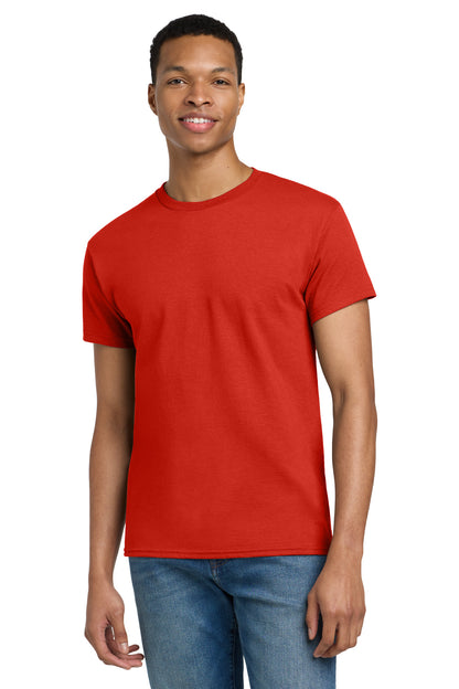 Front View of Red Gildan Tall 100% US Cotton T-Shirt 2000T plain