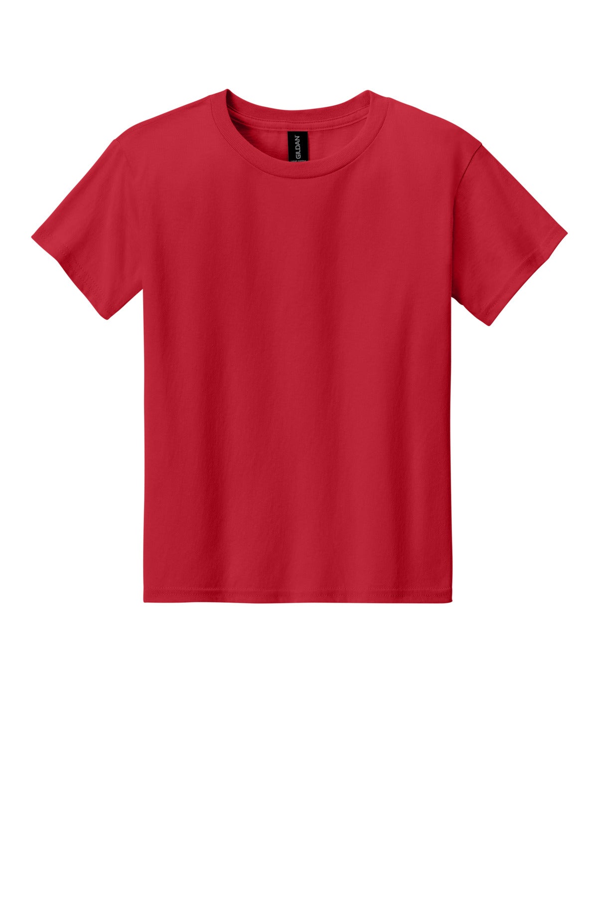 Front View of Red Gildan Youth Light Cotton Tee 3000B plain
