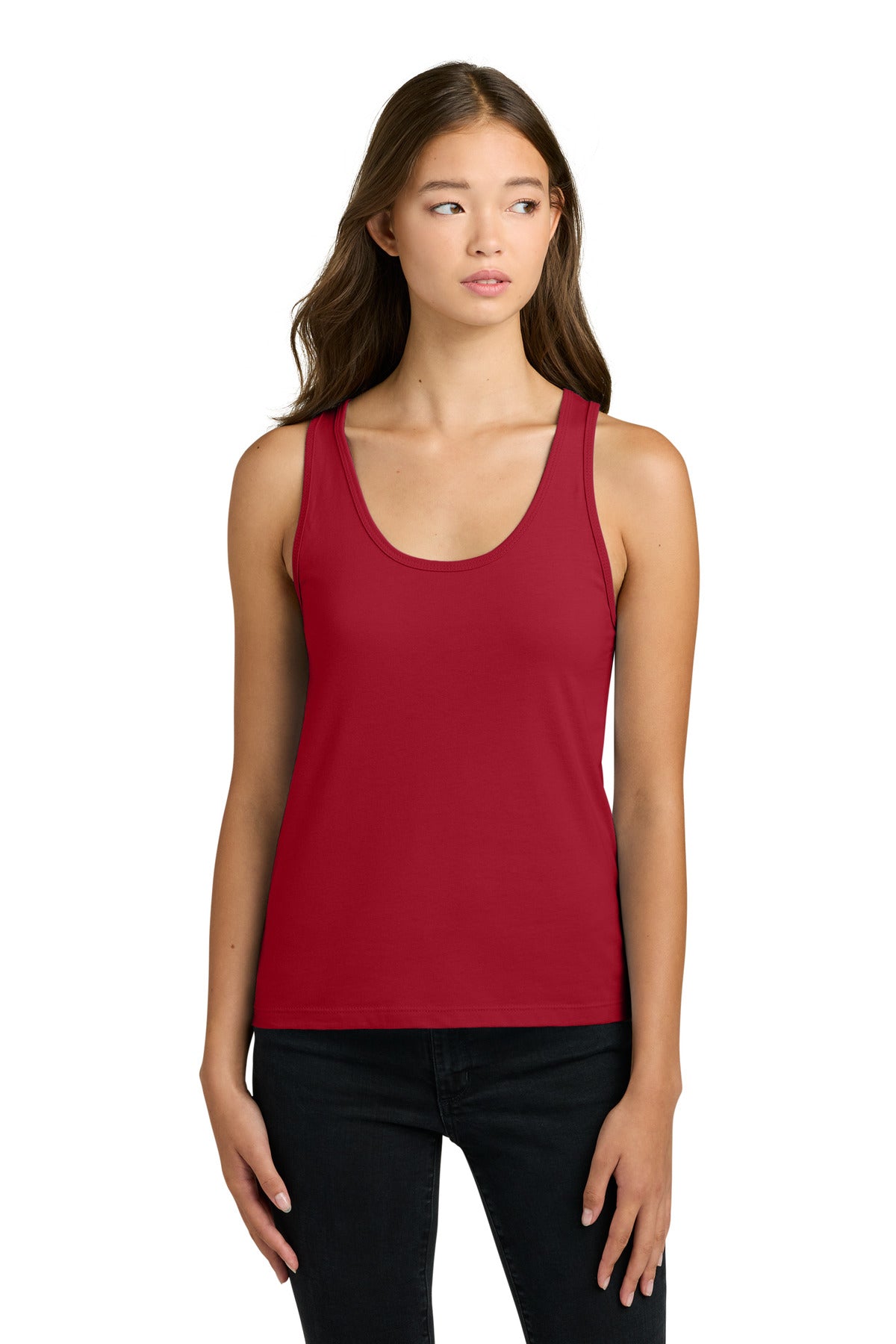 Front View of Red Next Level Apparel Women's Cotton Tank NL3933 plain