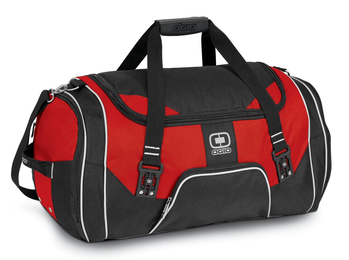 Front View of Red OGIO - Rage Duffel. 108089 plain