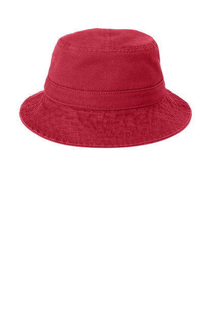 Front View of Red Port Authority Bucket Hat. PWSH2 plain