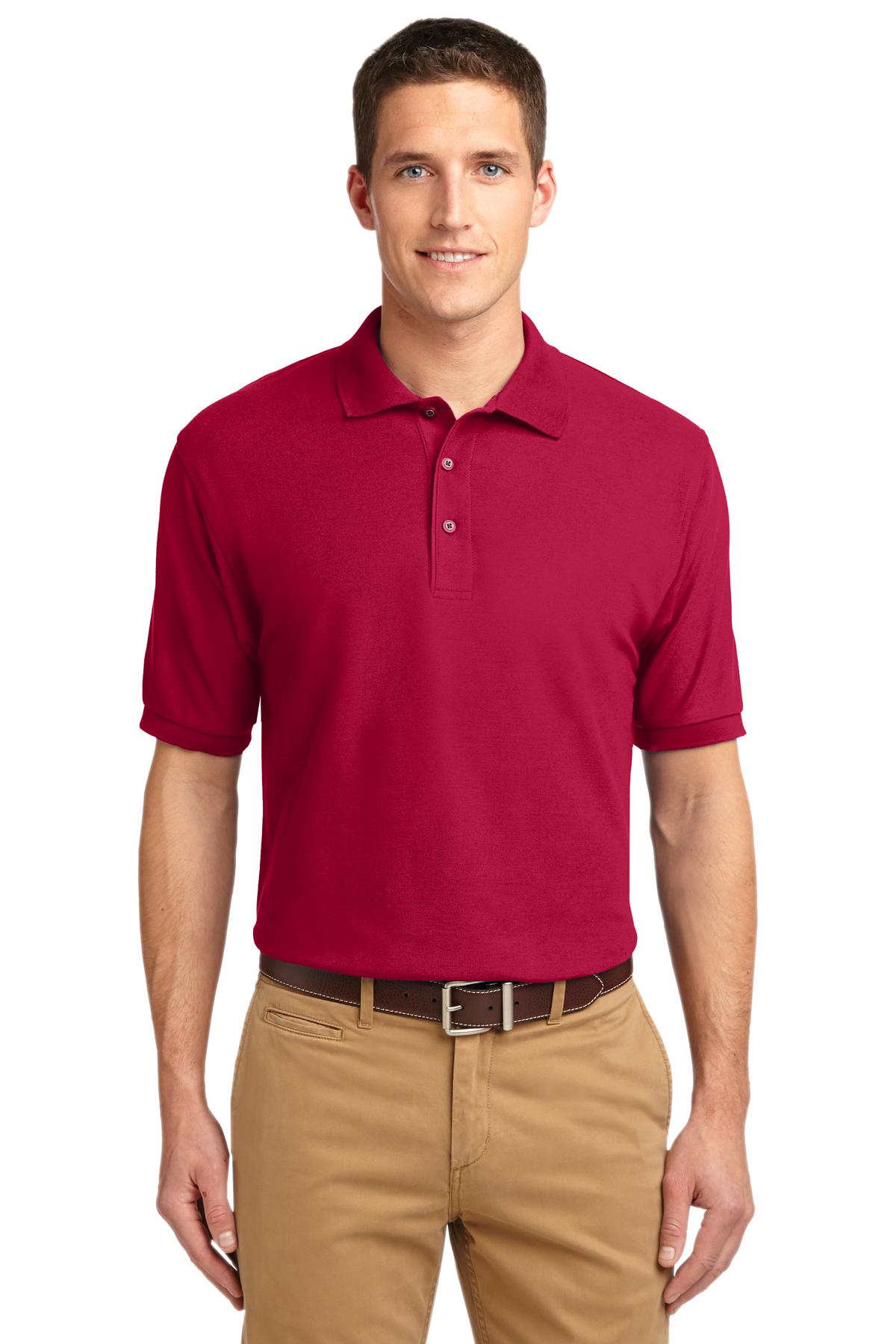 Front View of Red Port Authority Extended Size Silk Touch Polo K500ES plain
