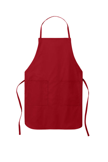 Front View of Red Port Authority Full-Length Apron. A520 plain