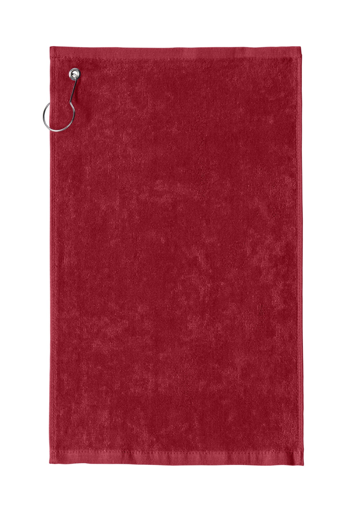 Front View of Red Port Authority Grommeted Hemmed Towel PT400 plain