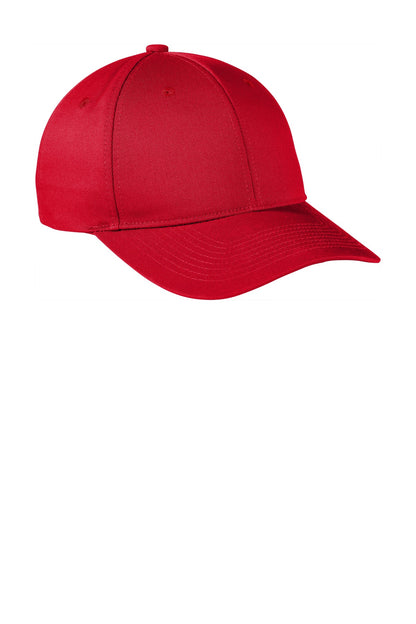 Front View of Red Port Authority Snapback Fine Twill Cap C801 plain