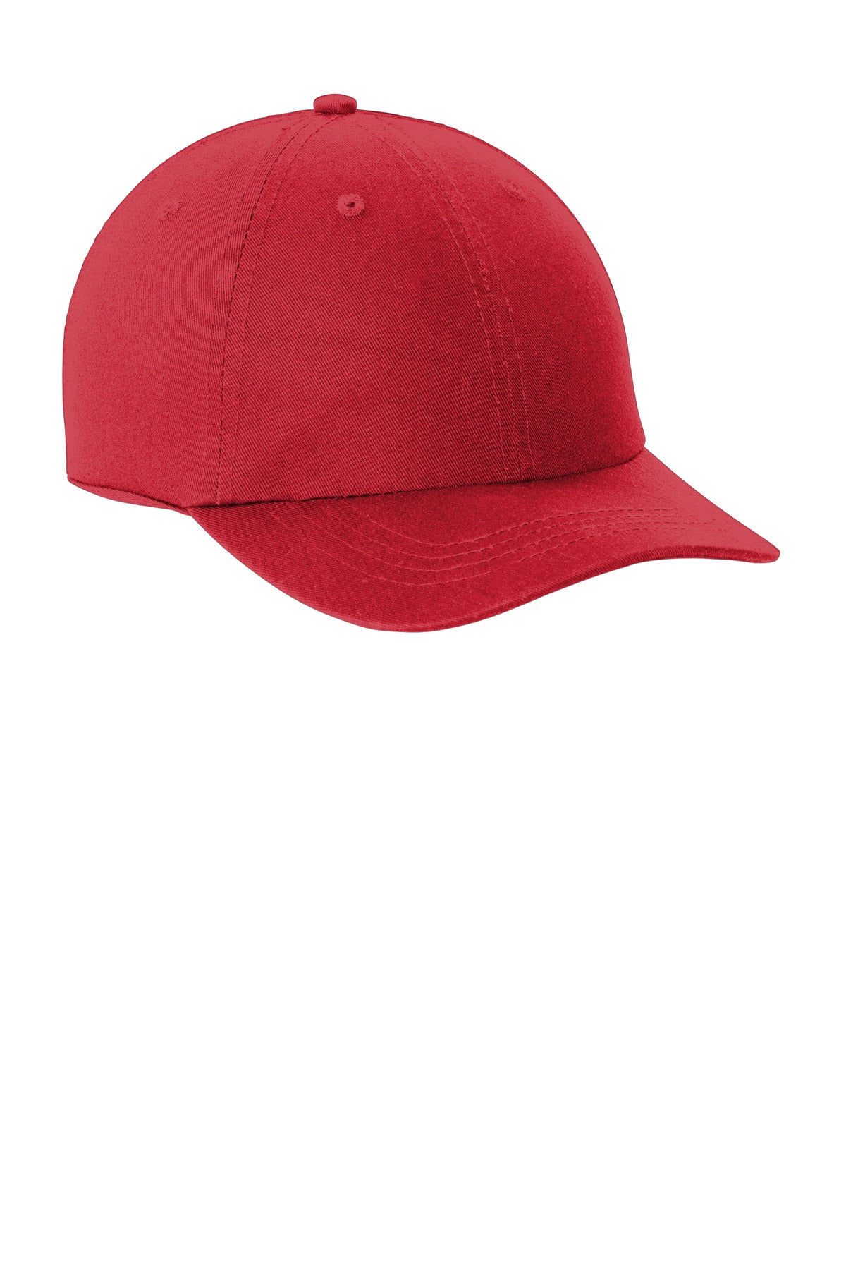 Front View of Red Port Authority Washed Twill Cap. CP78 plain