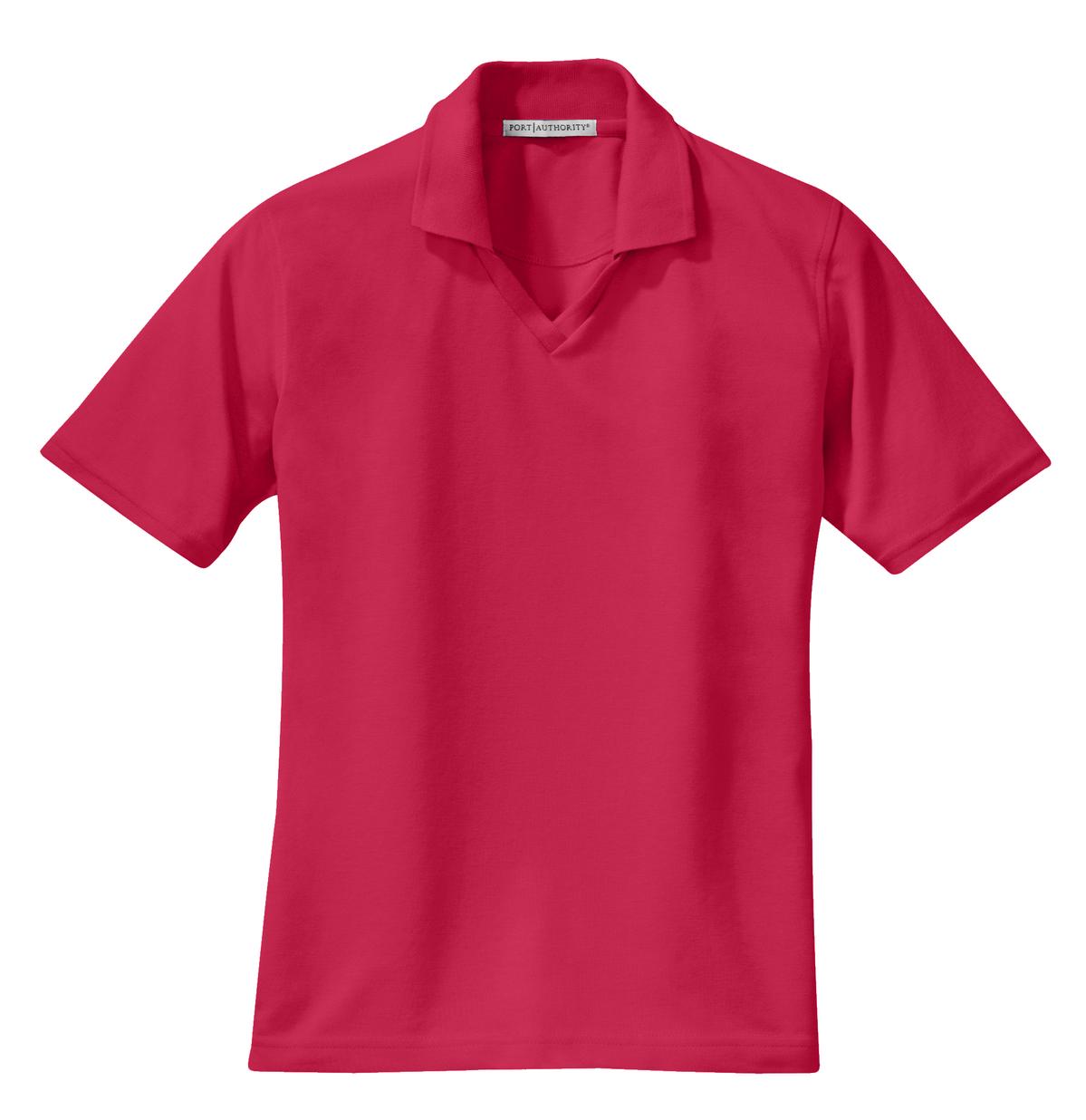 Front View of Red Port Authority Women's Rapid Dry Polo. L455 plain