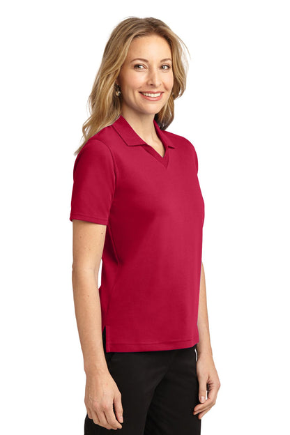 Front View of Red Port Authority Women's Rapid Dry Polo. L455 plain