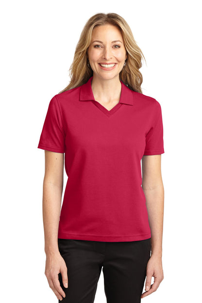 Front View of Red Port Authority Women's Rapid Dry Polo. L455 plain