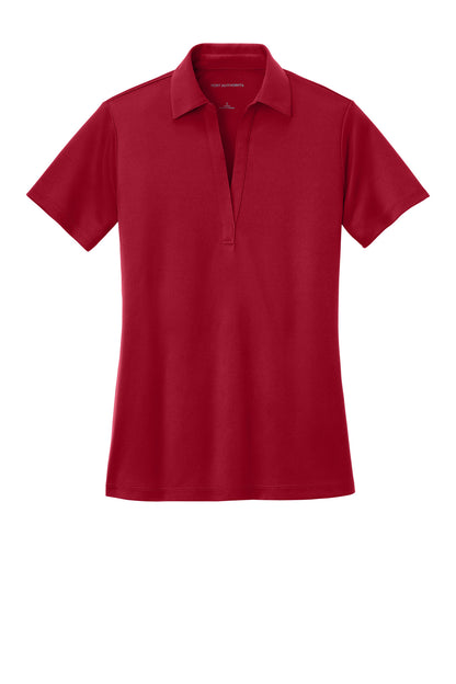 Front View of Red Port Authority Women's Silk Touch Performance Polo. L540 plain