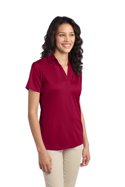 Front View of Red Port Authority Women's Silk Touch Performance Polo. L540 plain