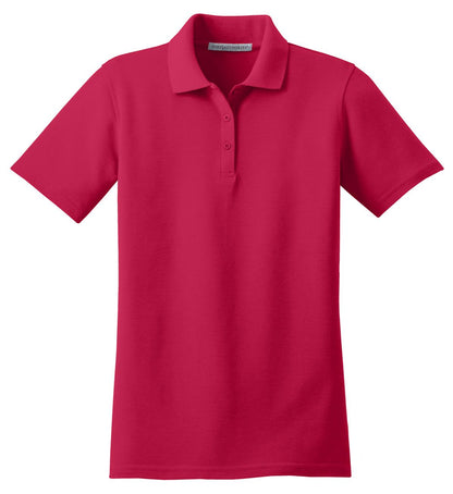 Front View of Red Port Authority Women's Stain-Resistant Polo. L510 plain