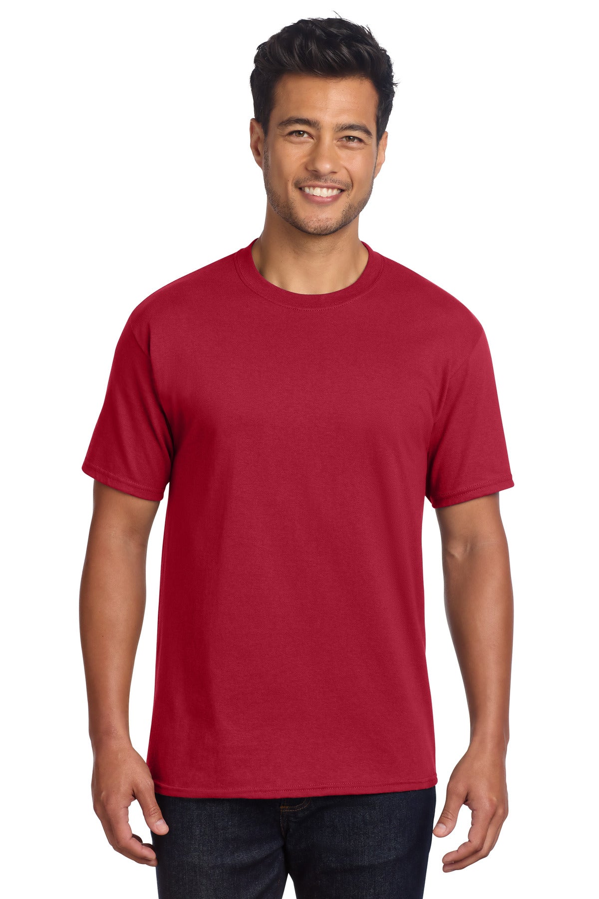 Front View of Red Port & Co Core Cotton DTG Tee PC54DTG plain
