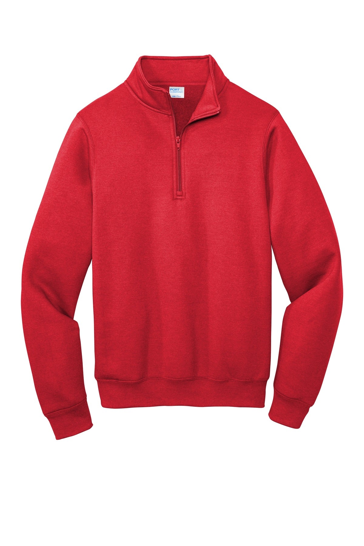 Front View of Red Port & Co Core Fleece 1/4-Zip Pullover Sweatshirt PC78Q