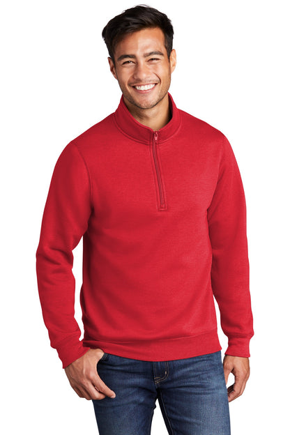 Front View of Red Port & Co Core Fleece 1/4-Zip Pullover Sweatshirt PC78Q