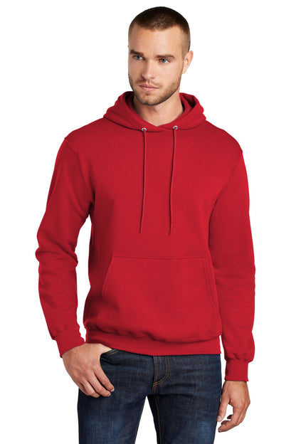 Front View of Red Port & Co Core Fleece Pullover Hooded Sweatshirt. PC78H plain