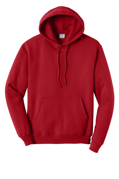 Front View of Red Port & Co Core Fleece Pullover Hooded Sweatshirt. PC78H