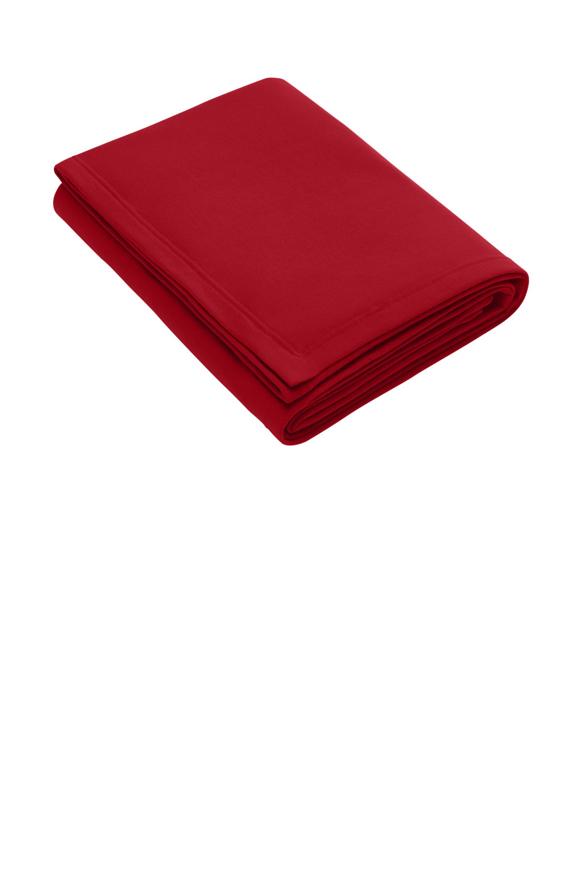 Front View of Red Port & Co Core Fleece Sweatshirt Blanket. BP78 plain