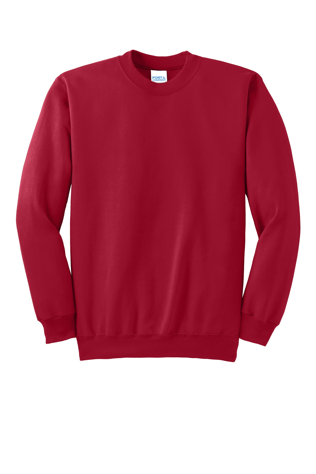 Front View of Red Port & Co Essential Fleece Crewneck Sweatshirt. PC90 plain