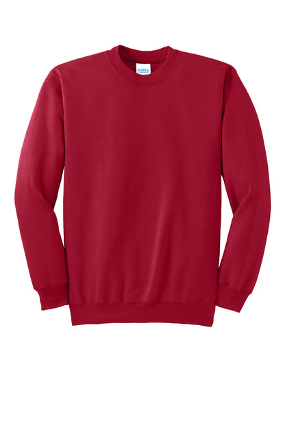 Front View of Red Port & Co Essential Fleece Crewneck Sweatshirt. PC90 plain