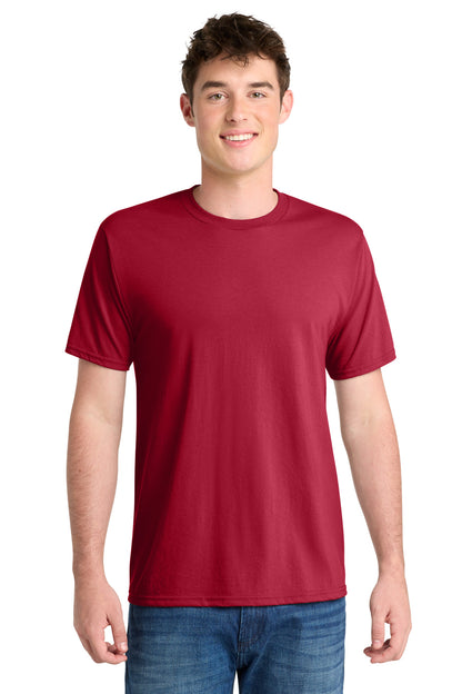 Front View of Red Port & Co Performance Blend Tee. PC381 plain