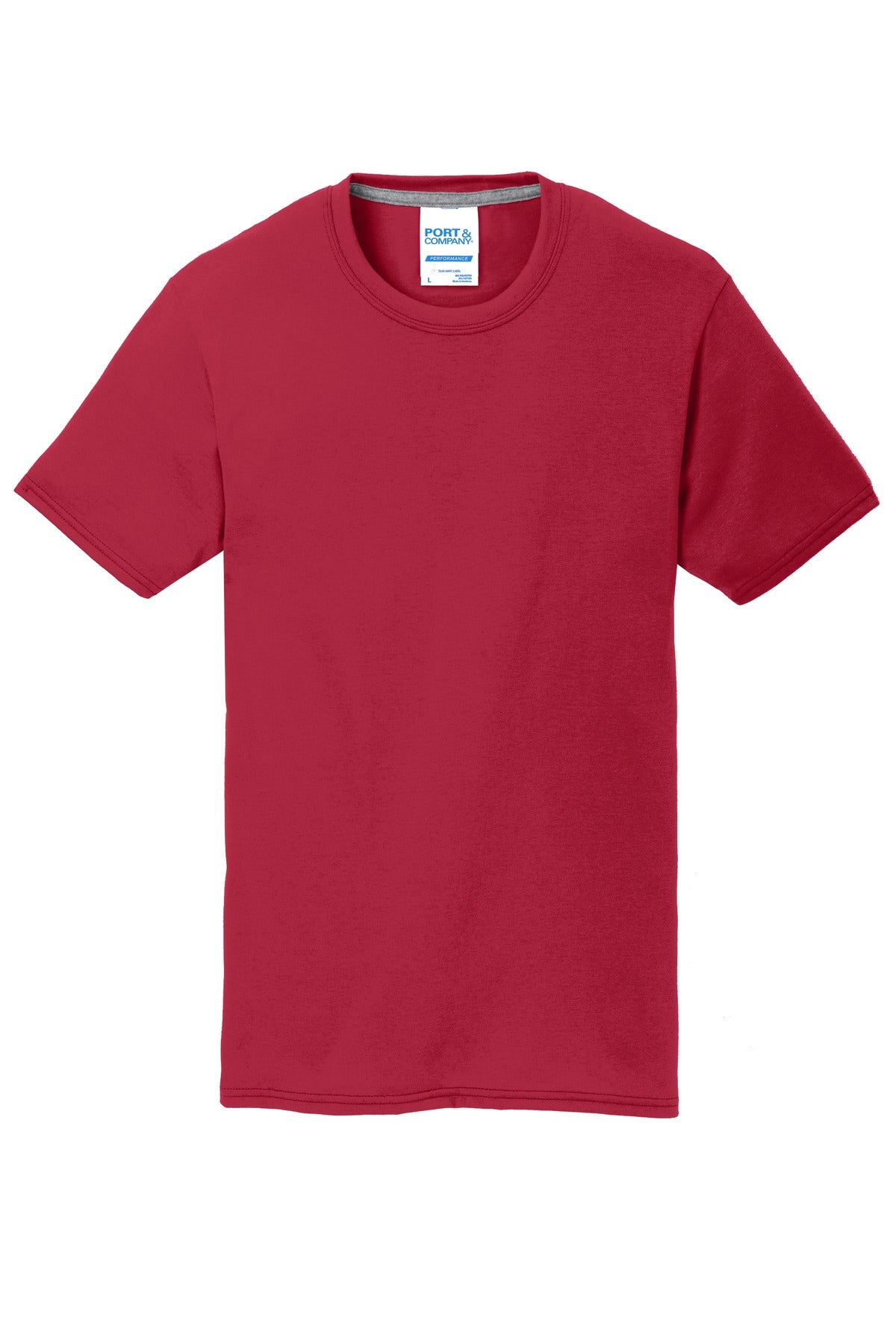 Front View of Red Port & Co Performance Blend Tee. PC381 plain