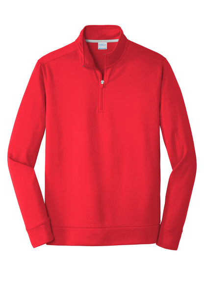 Front View of Red Port & Co Performance Fleece 1/4-Zip Pullover Sweatshirt. PC590Q plain