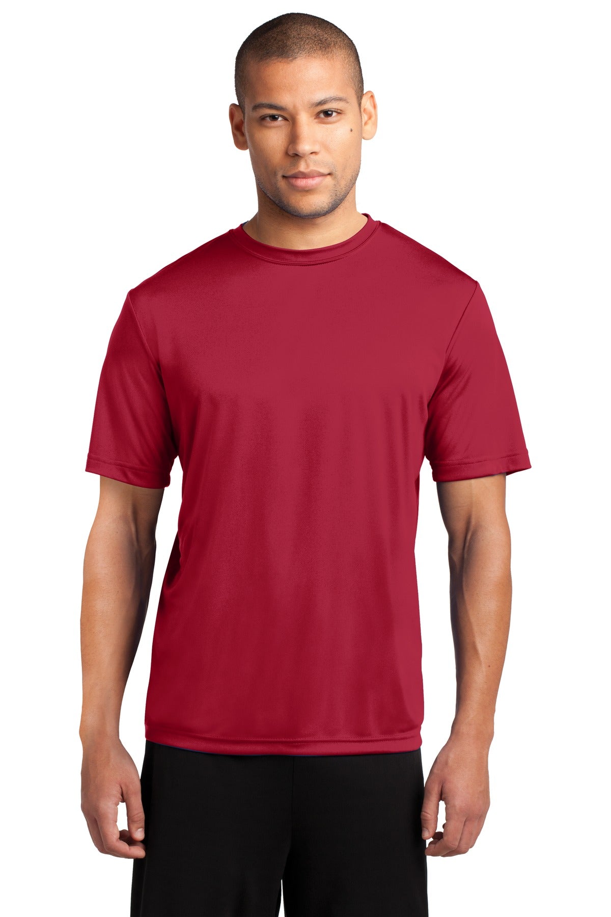 Front View of Red Port & Co Performance Tee. PC380 plain