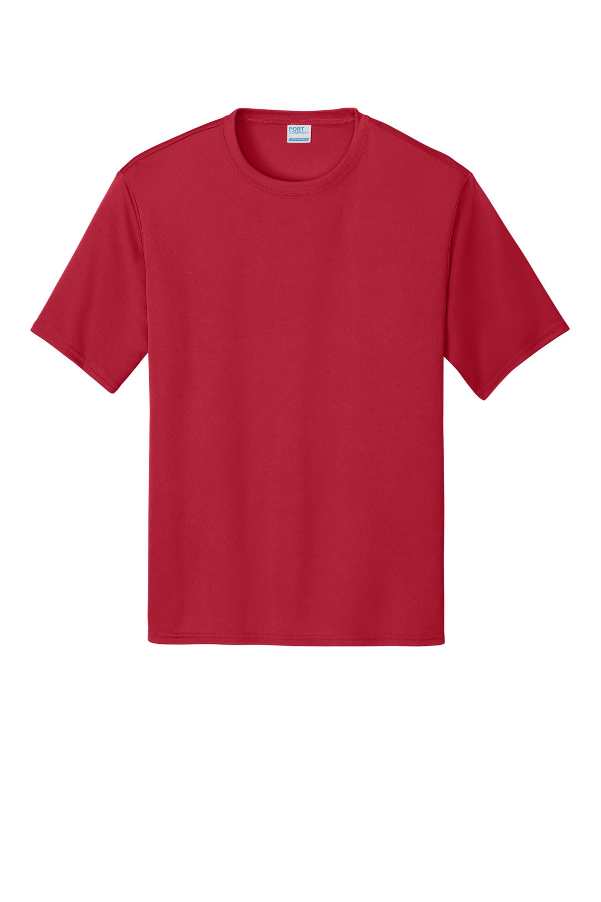 Front View of Red Port & Co Performance Tee. PC380 plain