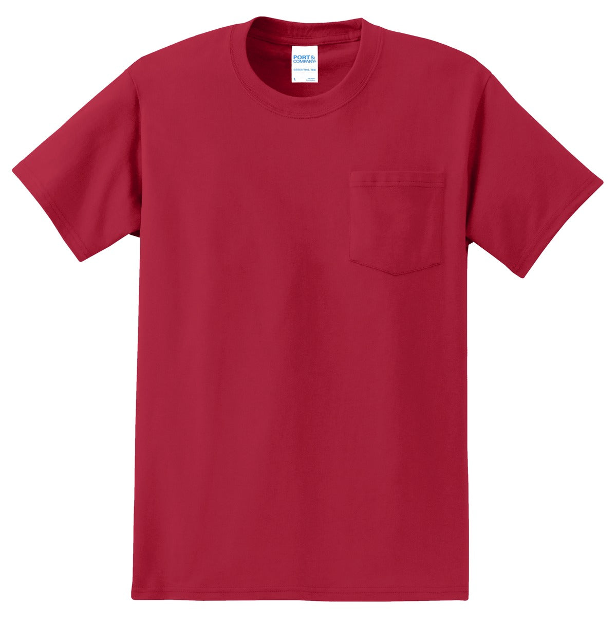 Front View of Red Port & Co Tall Essential Pocket Tee. PC61PT plain