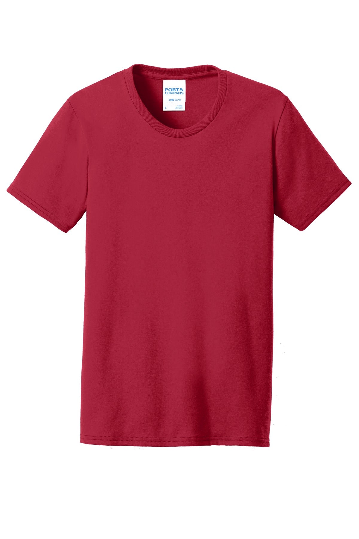 Front View of Red Port & Co Women's Core Blend Tee. LPC55 plain