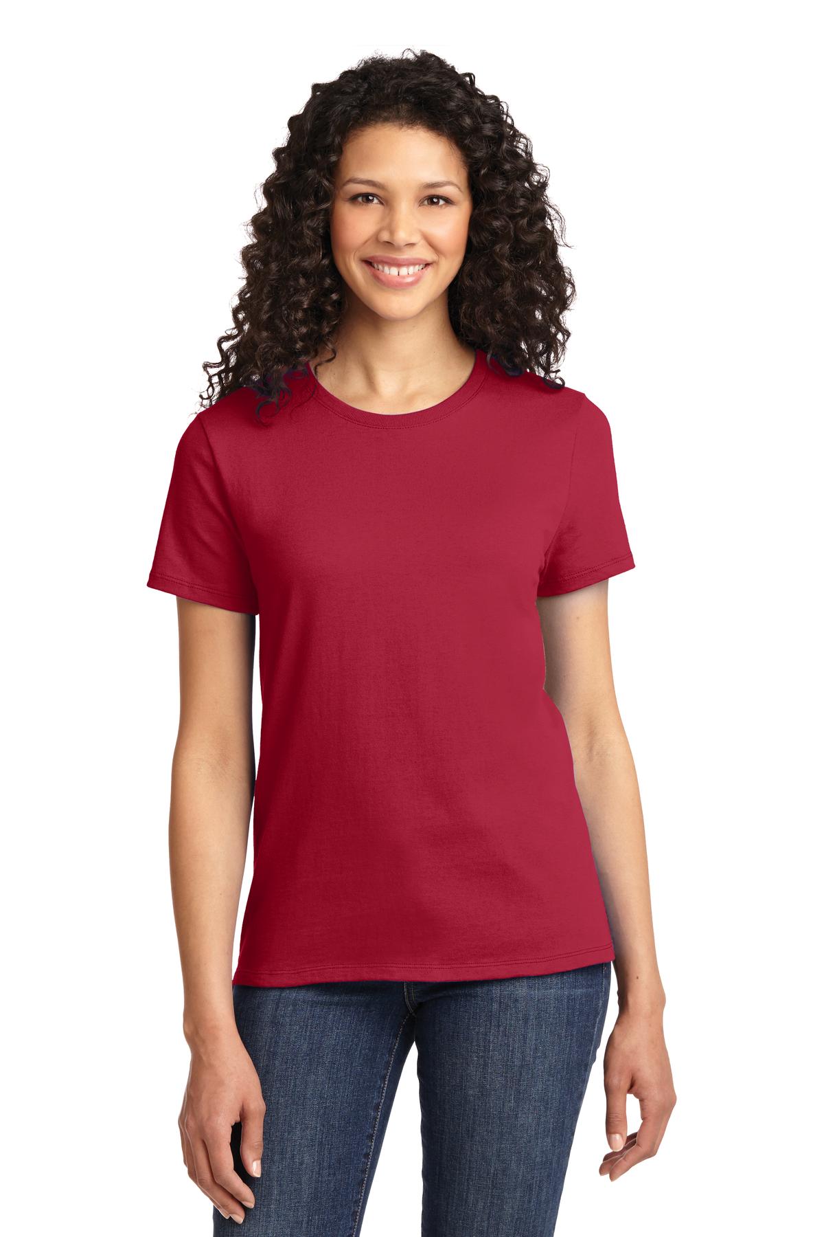 Front View of Red Port & Co Women's Essential Tee. LPC61 plain