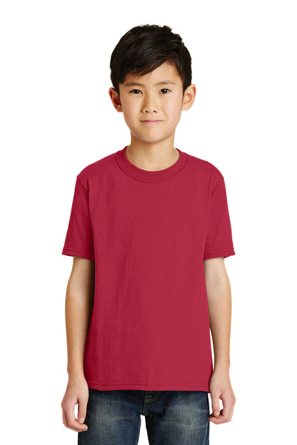 Front View of Red Port & Co Youth Core Blend Tee. PC55Y plain