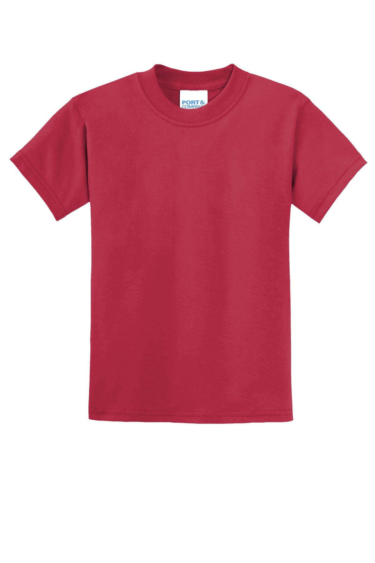 Front View of Red Port & Co Youth Core Blend Tee. PC55Y plain
