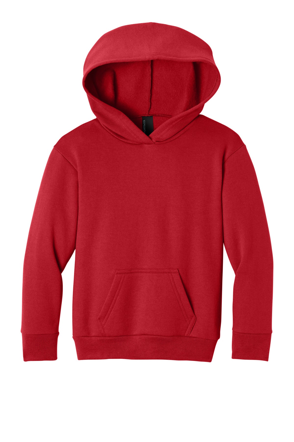 Front View of Red Port & Co Youth Easy Fleece Pullover Hooded Sweatshirt PC68YH plain
