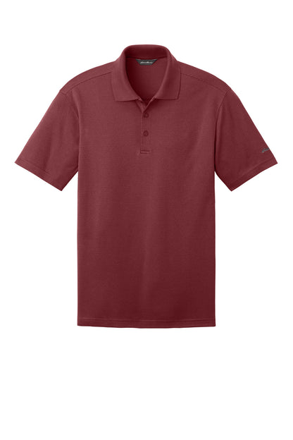 Front View of Red Rhubarb Eddie Bauer Performance Polo. EB102 plain