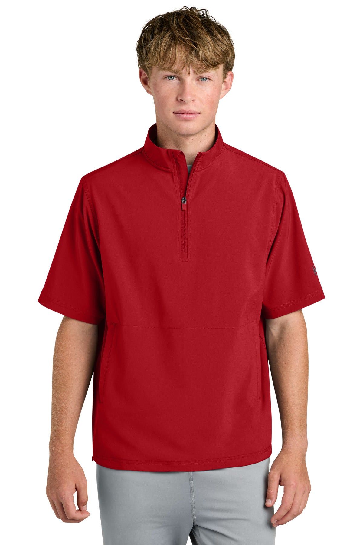 Front View of Red Richardson Barrage Wind Shirt RA7400SSQ plain