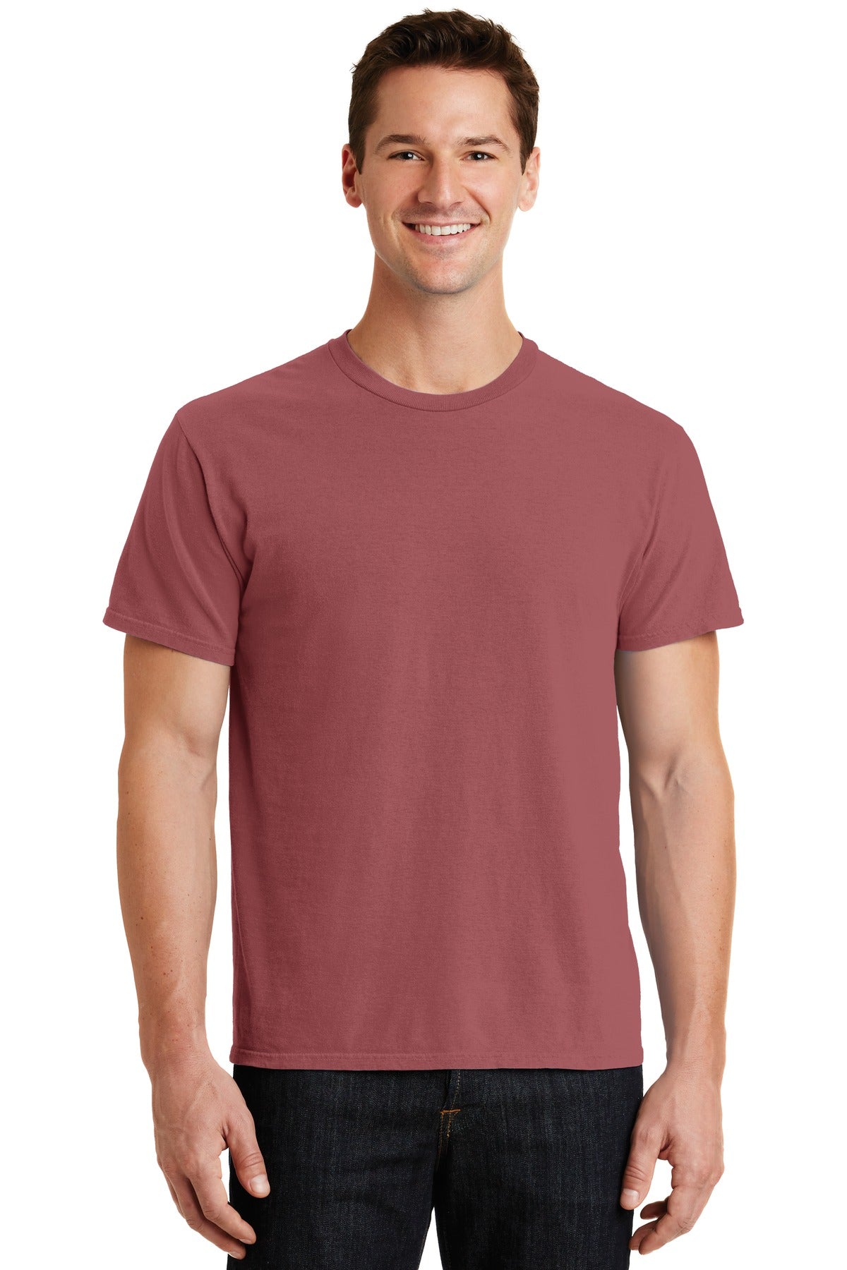 Front View of Red Rock Port & Co Beach Wash Garment-Dyed Tee. PC099 plain